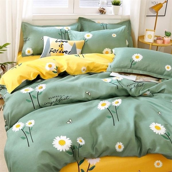 Conjuntos de roupas de cama Daisy King Size Tamanho King Duvet Conjunto com folhas de alta qualidade Lavagem de algodão lavado Conjunto de camas de casas queen -cama Capas de edredom 221010