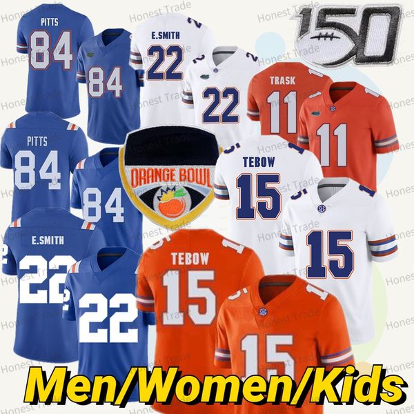 Mia football della Florida Gators Custom Florida Anthony Richardson 15 Tim Tebow 22 Emmitt Smith Kyle Pitts Kyle Trask Hernandez Orange White Men Domeni Maglie per bambini