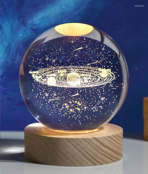 Night Lights 3D Galaxy Galaxy Crystal Glass Ball Sphere LED USB Astronomy Light Home Decor Ornament Birthday Gifts for Kids