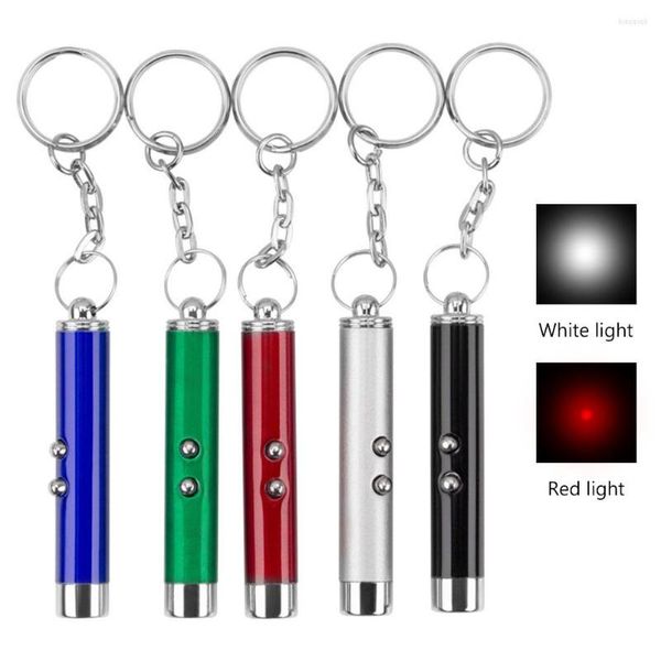 Toys de gato Funny Stick 2 in1 Red Beam Pen White LED Torch Light Childrens Play Chase Toy With Keychain