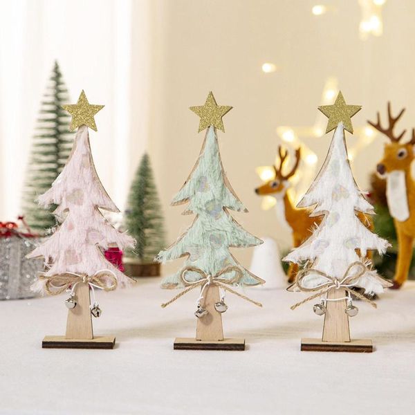 Decorações de Natal Diy Wooden Tree Decoration 2022 Arbol de Navidad Mini Estrela Xmas Artesanato Crafos Bow Shop Barra de Janelas