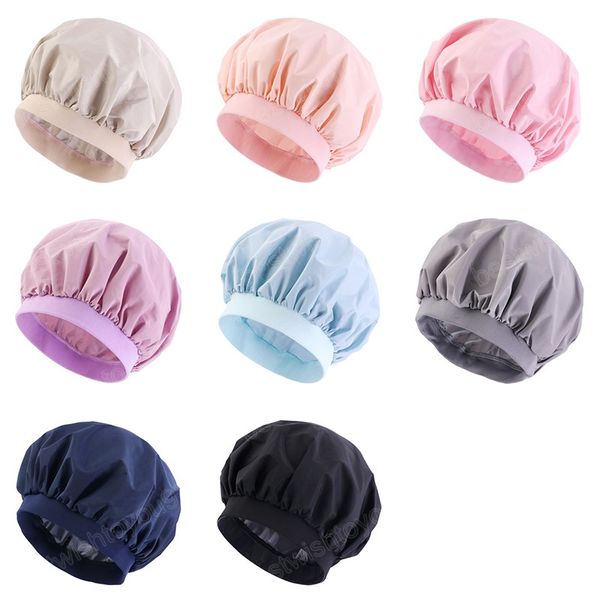 Cofano Moda impermeabile Fascia elastica Cuffia da bagno Tinta unita Cura dei capelli Copricapo Cappello Donna Bellezza Cappucci per dormire Accessori per capelli