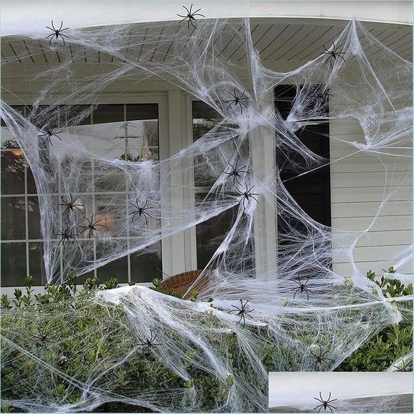 Outras festa festivas fornecem decora￧￵es de Halloween Spider Spider Web Super Elastic Band Horror Scene Decoration Props Drop dell DHWCE