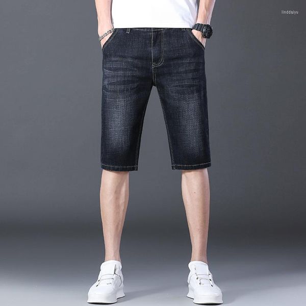 Jeans masculinos de verão masculino clássico de moda de moda casual shorts de jeans azul preto algodão solto bermuda straight short plus