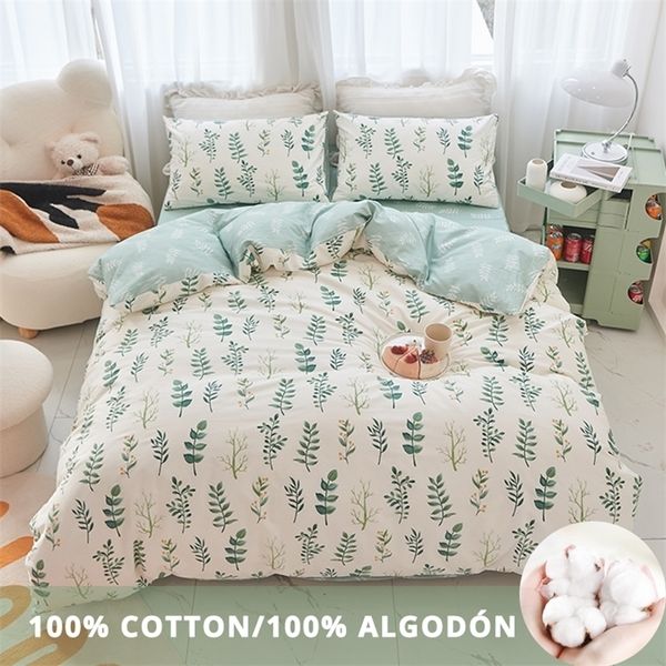 Conjuntos de cama 100% de algodão simples conjunto de cama fresco e fresco capa de cama nórdica 150 133x72 Fabric hidureabando a pele respirável 221010