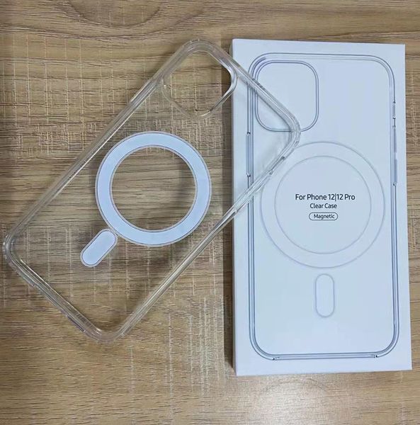 Estojo magnético transparente para estojos Magsafe para iPhone 14 13 12 11 Pro Max XS X XR 8 7 Plus SE Coque de carregamento rápido sem fio