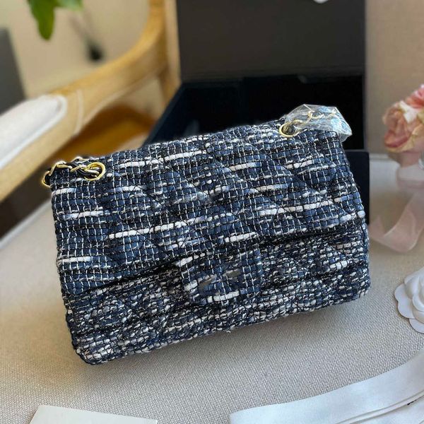 Bolsa de noite Clássica com aba dupla Tweed Bolsas transversais France Brand Women Quality Matelasse Chain Shoulder Bags Fashion Multi Poc