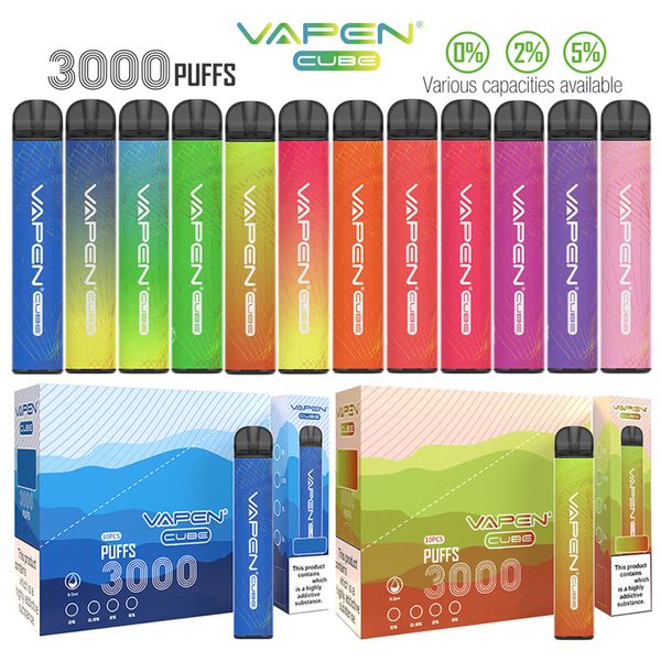 Originale VAPEN CUBE 3000Puffs 2% 5% Nic monouso Vape Pen Dispositivo elettronico e sigarette Cigs Kit 8ML Capacità 1000mAh Batteria pre-riempita FLEX Bars Vaporizzatore puro