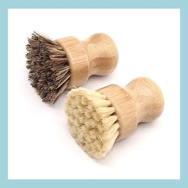 Limpeza escova de novo estilo de cozinha escova de cozinha curta maçaneta sisal bambu bambu pincéis de panela de fábrica entrega de gotas 2021 ho dhepd