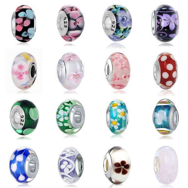 925 STERLING Gümüş Dungle Charm Kadın Boncuklar Yüksek Kaliteli Takı Hediyesi Toptan En Yeni Renkli Lamba Cam Boncuklar Murano Aolly Bead Fit Pandora Bilezik DIY