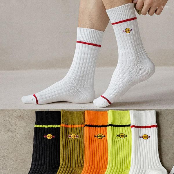 Männer Socken Koreanische Trend Dicke Linie Atmungsaktive High-top Sport Baumwolle männer Einfarbig Stickerei Frau Paar Basketball lager