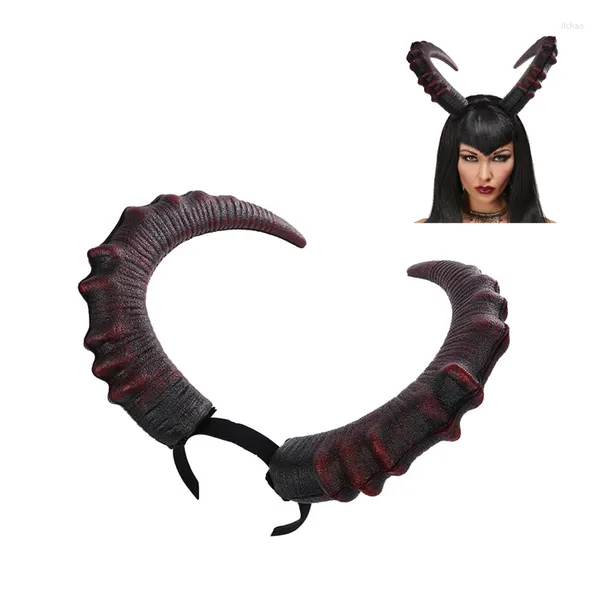 Máscaras de festa Gothic Cosplay Cosplay Acessórios de cabelo fofos Long Devils Horn Carnival Bandana Hairband Halloween Halloween