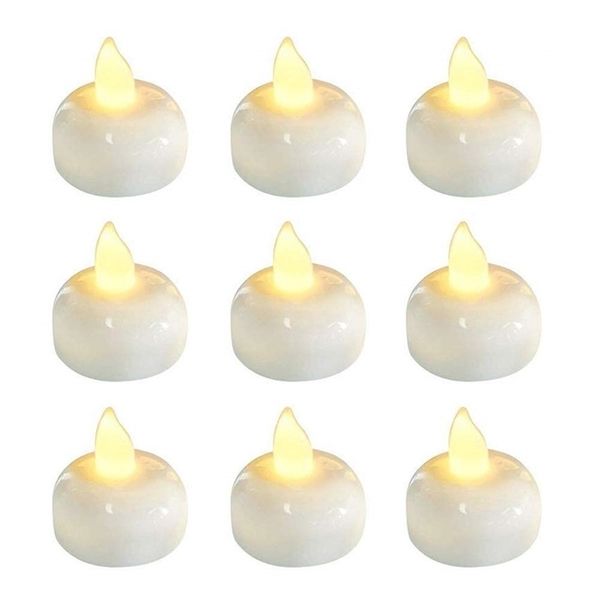 Pacote de velas de 4 velas de velas à prova d'água sem chamas flutuantes flutuando na água Luzes de chá de bateria de plástico LED LED para piscina 221010