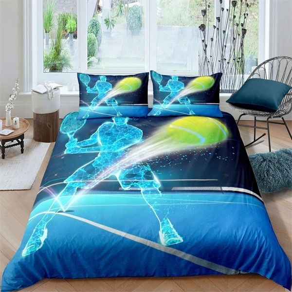 Conjunto de roupas de cama Tennis Ball Duvet Set Sports Sports Sports Themed Bedding Conjunto de tamanho duplo para crianças adultos tênis tênis tênis copista de edredom de bola 221010