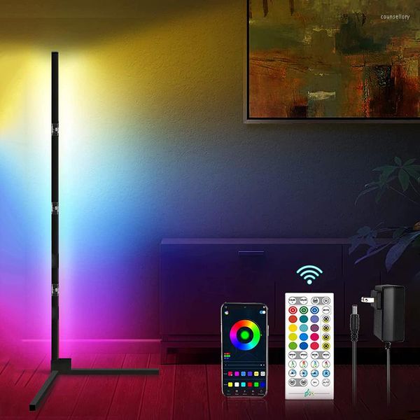 Floor Lamps Modern LED Corner Lamp 150CM RGB Color Standing For Living Room With Dimmer Remote Control Bedroom Home Decor