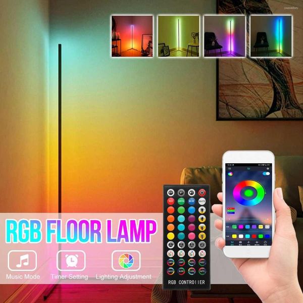 Lampade da terra Lampada a LED RGB per l'atmosfera del soggiorno Illuminazione d'angolo intelligente con APP sonora / Stand per feste con telecomando