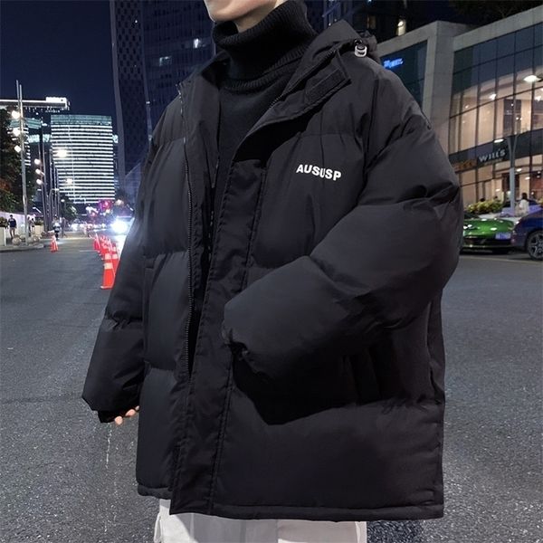 Herren-Daunenparkas, Winter-Herrenjacke, japanischer Trend, dicke Winterjacke mit Kapuze, Herren-Studenten-Daunenjacke, warme Pufferjacken in Übergröße, 221010