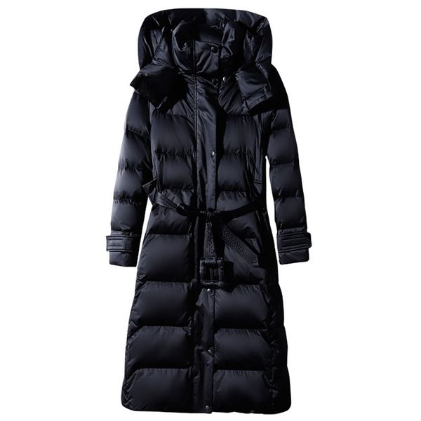 Gilet da donna Piumino con cappuccio lungo con lacci da donna Piumino con cerniera Nero rosso blu scuro plus size 4XL10XL Cappotto 221010