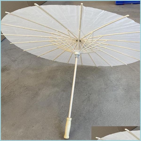 Ombrelli 60Pcs Ombrelloni da sposa Ombrelli di carta bianca Articoli di bellezza Mini ombrello cinese artigianale Diametro 60Cm Consegna a goccia 20 Otb2H