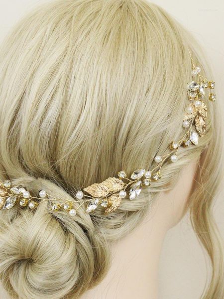 Copricapo Foglie d'oro Fasce da sposa Fascia per capelli fatta a mano per capelli Semplici donne e ragazze Capelli Vite Accessori da sposa per banchetti