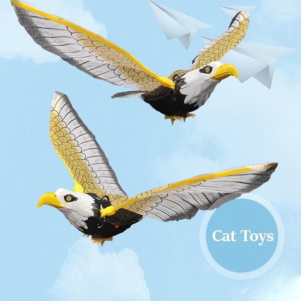 Toys de gato Simulação Bird Interactive for Electric penduring águia voando teasering tocar gatinho bastão brinquedo de corda de arranhão