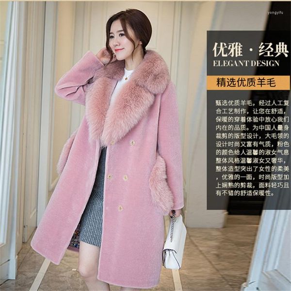 Pelliccia da donna autunno e inverno alta imitazione europea bella donna abbigliamento cappotto di shearling di pecora di media lunghezza