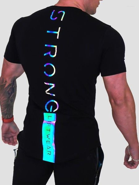 Camisetas de camisetas masculinas estilo de verão masculino esportes de lazer executando o exercício de cor troca de camiseta slim slim