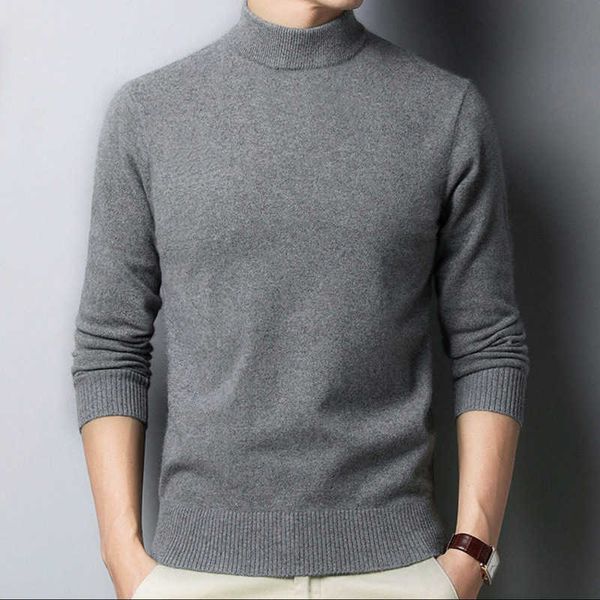 Erkek Sweaters 810 Sonbahar Kış Erkekler Örme Yünlü Sweater Mock Boyun Kalın Moda Şık Beyler Yakışıklı Gençlik Basit All-Match Triko G221010