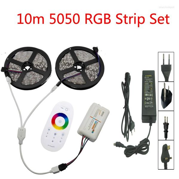 Tiras sem fio RF Touch Transformador de controlador de dimmer remoto 220V 110V Fonte de alimentação 10m sem impermeabilização 3528 RGB 60LED/M Tira de LED LED