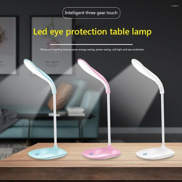 Lampade da tavolo Lampada a LED USB Ricaricabile Protezione per gli occhi Pieghevole Dimmerabile Touch Camera da letto per bambini Luce notturna Scrivania portatile