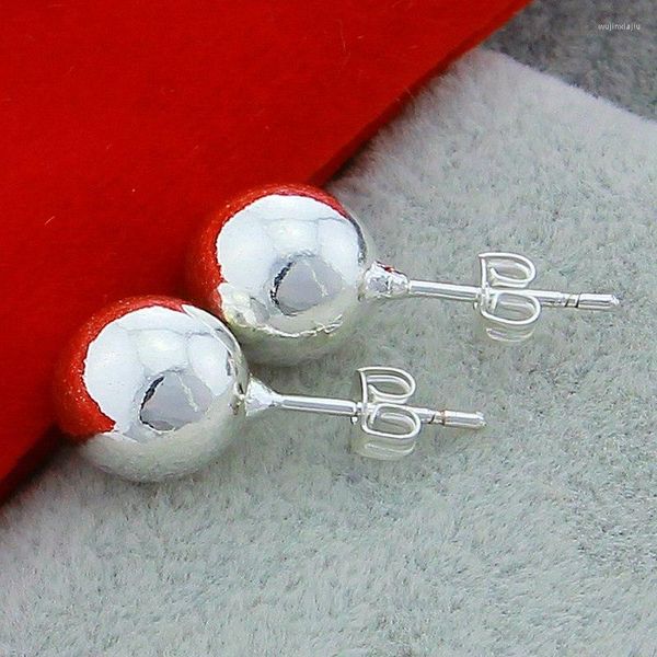 Orecchini a bottone di alta qualità gioielli in argento sterling 925 donne palla rotonda moda orecchini eleganti all'ingrosso 6mm / 8mm / 10mm