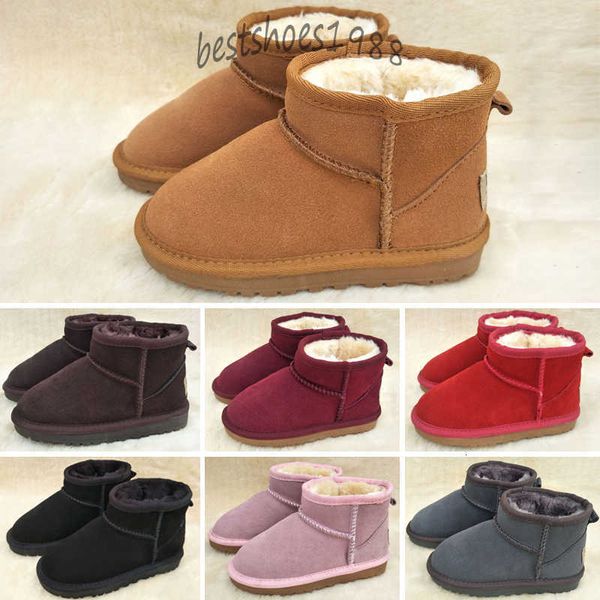 Stiefel Designerschuhe Jungen und Mädchen Stil Kinder Baby Schneestiefel wasserdichte Kinder Winter Kuh Lederschuhe Marke Weihnachtskinder Winterstiefel wasserdicht