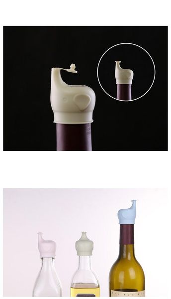 vino Versatore Tappo del vino Silicone Creativo Elefante Design Tappi di bottiglia non tossici Decanter Strumento Cucina RRB16250