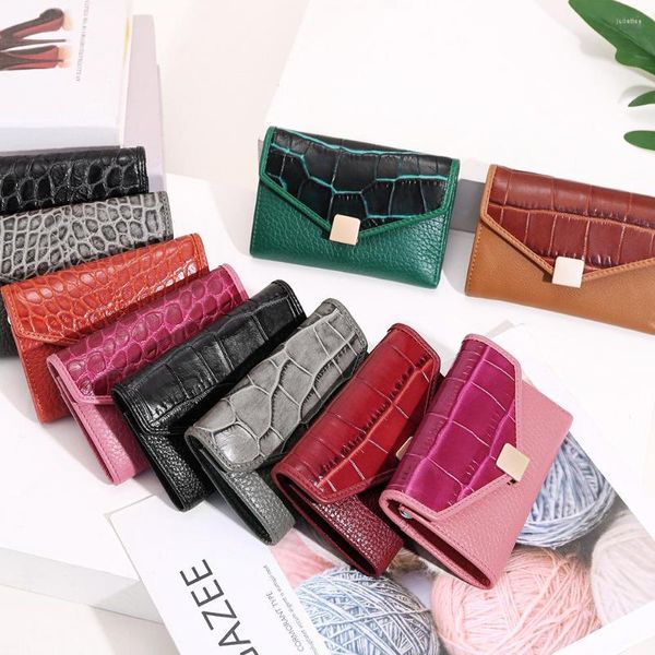 Brieftaschen Krokodilmuster Kurze Leder Lady Wallet Reißverschluss Rindsleder Multi-Card-Kartenhalter Münzgeldbörse Einfache Mini-Lieferant