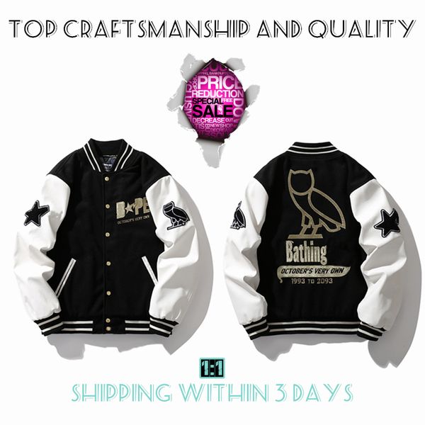 Top Craftsmanship Giacche da uomo Cappotto da uomo Shark Star Spots designer Varsity co-branding Stilista Abbigliamento in cotone Giacca mimetica in stile militare Abbigliamento da baseball MY12