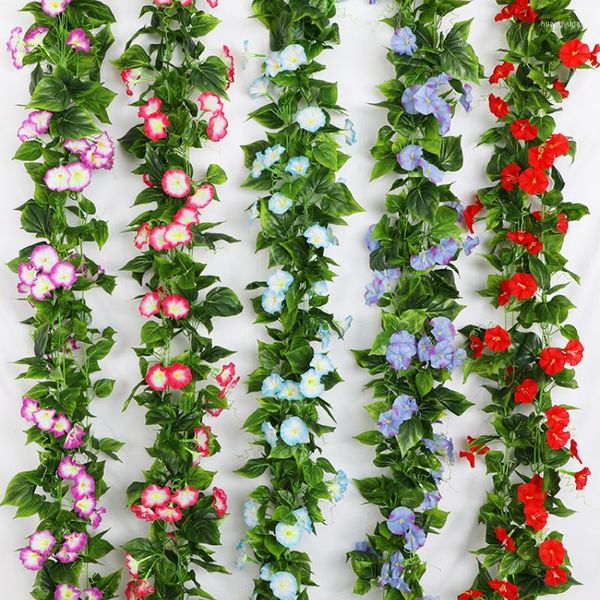 Dekorative Blumen, ca. 2,3 m lang, Simulationsblume, Seidentuch, Prunkwinde, Hochzeit, Heimdekoration, Kranz, Gartenbogen, DIY-Rankenform