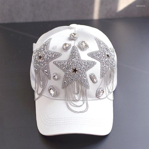 Ball Caps 202209-shi Drop Satin Spirizzoning Rhinestone Pentagram Napper Designer Style Lady Baseball Cappello da baseball Women Leisure Visor Cap Capo