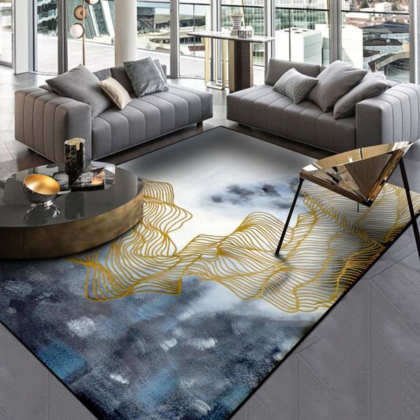 Teppiche Mode nordischen Stil Gold abstrakte Linien Stein Landschaft Landschaft Teppich Teppich Teppich für Zuhause Wohnzimmer Kinder Spielmatte Dekor