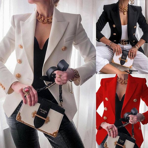 Kadınlar Takım Boyut XXXL Kadın Gündelik Kısa Blazer 2023 Sonbahar Kış Katı Düğmesi Plus Ceket Kadın Zarif Ofis İnce Ceket
