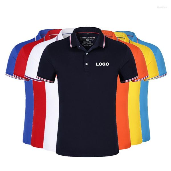 Marca de polos masculino Logo de camisetas polo respirável Bordado personalizado Grupo pessoal Diy Color Solid Tops Camisas de verão para homens