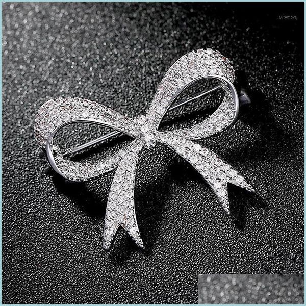 Pins Broschen Luxus Strass Hochzeit Bogen Knoten Brosche Pin Kleid Schärpe Pins Brautstrauß Broschen Schmuck Geschenk Broches Mujer1 741 Dhyiv