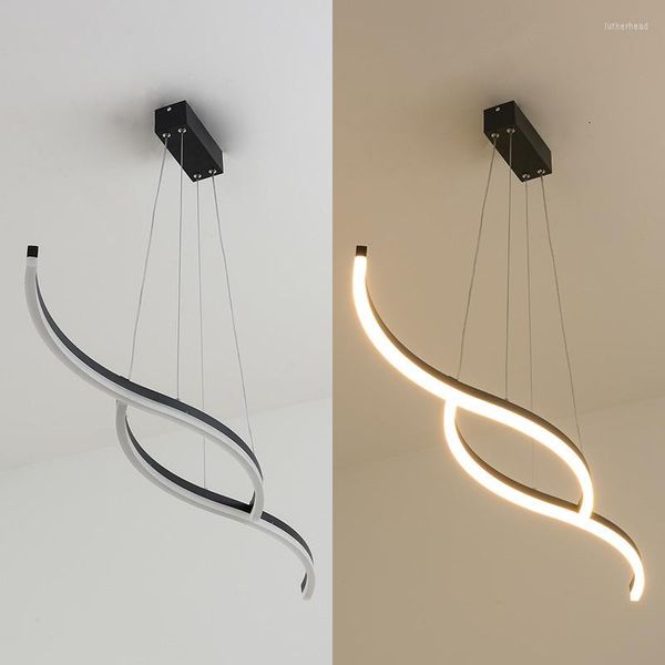 Lustres WhiteBlack Nordic Lampe Led Pour Cuisine Chambre Salle À Manger Acrylique Suspendus Lustre Moderne Luminaires