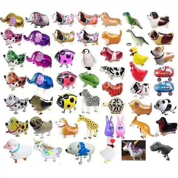 Animale che cammina Palloncino a elio Simpatico gatto/cane/dinosauro Palloncino foil Decorazioni per feste di compleanno Bambini Baby shower Regalo Giocattolo Air Globos t1012