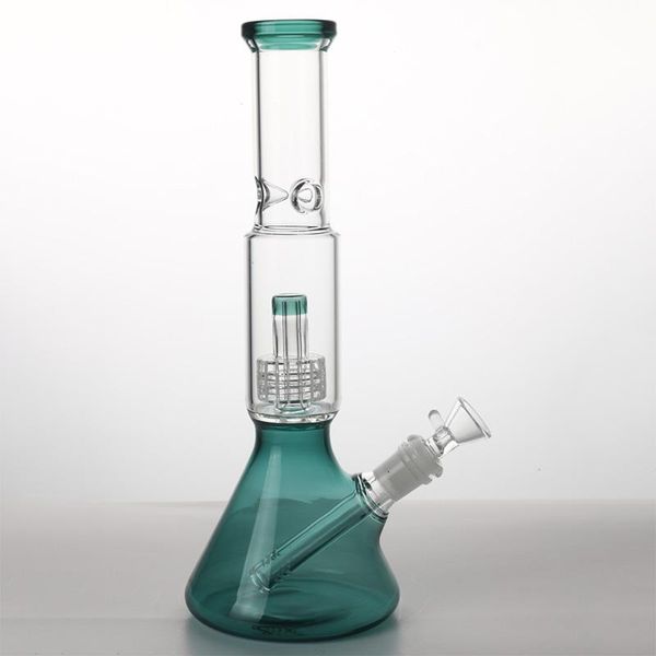 Cachimbo de água de vidro êmbolo béquer bong lake filtro verde garrafa dab rig para fumar com 14mm tigela joint e downstem plataformas de petróleo