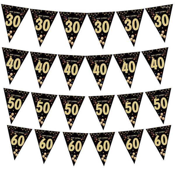 Decorazione per feste 30 40 50 60 anni Buon compleanno Banner Streamer per fondali Anniversario per adulti 40 anni Bandiere nere