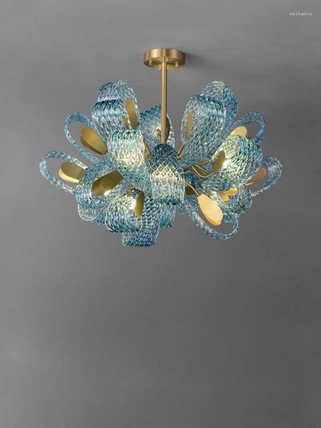 Lampadari Modern Designer Art Led Blue Beauty Lampade a sospensione in vetro Lustre Lampadario Illuminazione Sospensione Apparecchio Lampen Foyer