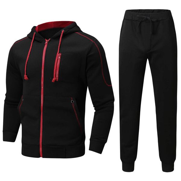 Tute da uomo Nuovo completo sportivo Autunno Inverno Cerniera Maglione con cappuccio pezzo Pantaloni casual Vetement Homme G221011