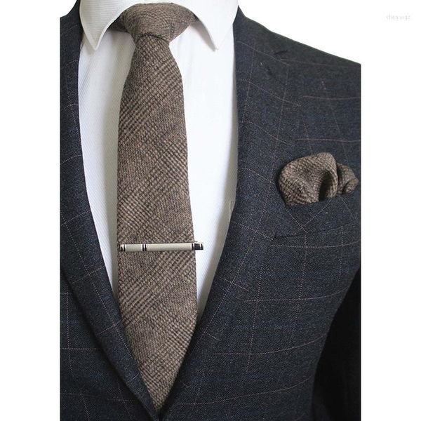 Papillini gusleson 8 cm cravatta in lana cravatta a quadri per uomini di qualit￠ Cravat cashmere e fazzoletto set set feste