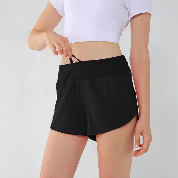 lu speed up Damen-Yoga-Shorts mit Logo, hohe Taille, für Fitnessstudio, Fitness, Training, Strumpfhosen, Sport, kurze Hosen, modische, schnell trocknende, solide Hose