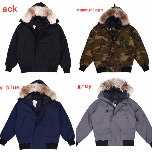 Mens Parkas Winter Down Jacket Real Wolf Pur com capuz Doudoune Casat Budge Tamanho Parka Windbreaker Men Warm Men Zipper Jackets grossos Man Coats Woolrich